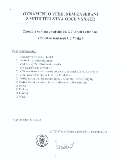 Zasedání 26.2.2020