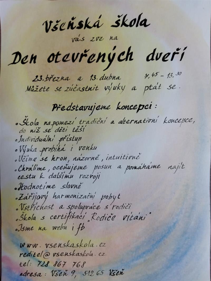 Den otevřených dveří - ZŠ Všeň 2023